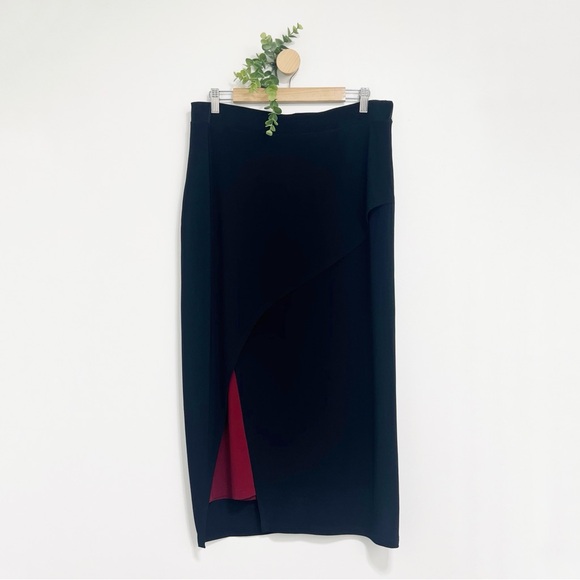 Sympli Scarlet Black Spandex Blend Matrix Stretch  Skirt - Picture 2 of 10